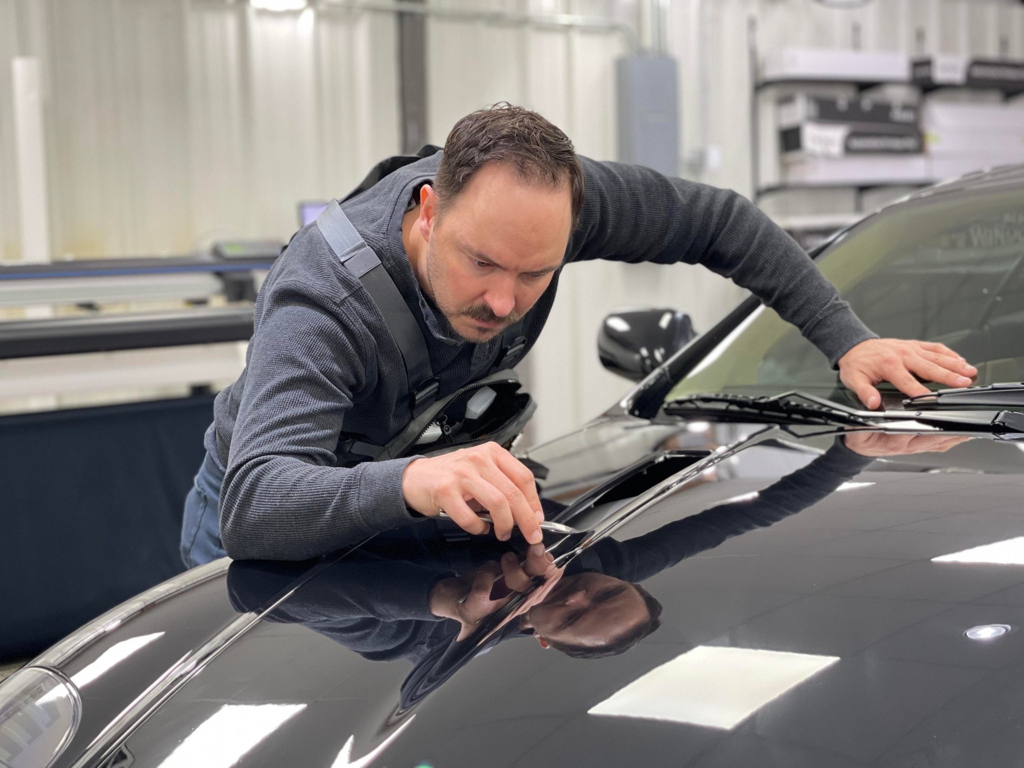 Corvette undergoing installation of Xpel paint protection film in Springfield, MO